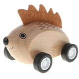 Maxbell Wooden Animal Pull Back Go Vehicles Toy Playset Kids Toddlers Gift Hedgehog