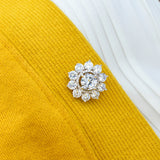 Max Lapel Pin 2cm Clear Rhinestone Crystal Brooch Pin Flower for Women Girls