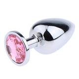 Maxbell Fashion Crystal Metal Backyard Plug Anal Sex Toy Vaginal Massager L Pink