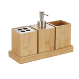 Maxbell 4 Pieces Wooden Bathroom Accessories Set Tray for Bathroom Hotel Household