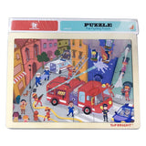 Max 24 Pieces Wooden Jigsaw Puzzle Baby Kids Puzzle Toy Fire Fighting