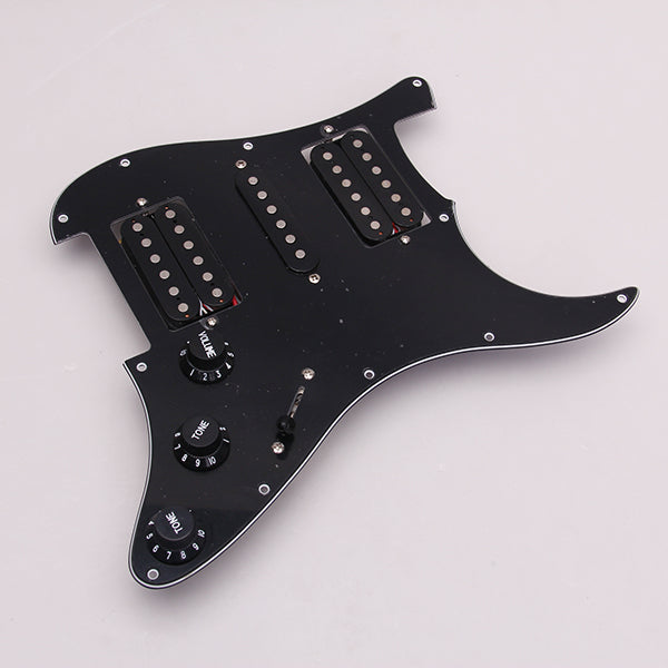 Maxbell Loaded Prewired Electric Guitar Pickguard Pickups 11 Hole HSH Black