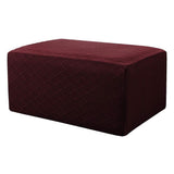 Max Storage Ottoman Stool Cover Footstool Stretch Grid Slipcover Wine Red