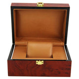 Maxbell Luxury Wine Red Wooden Jewelry Watch Storage Display Box Showcase Mens Gift