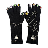 Maxbell Women Winter Warm Gloves Long Wrist Faux Rhinestone Touchscreen Knit Gloves