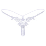 Maxbell Lady Sexy Open Crotch Crotchless Panties Low Rise Hollow Flower Thongs White