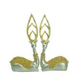 Maxbell 1 Pair of Europe Style Resin Deer Figurines 3D Animal Statue Ornament Gold