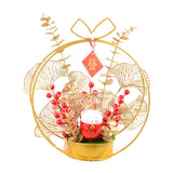 Maxbell Chinese New Year Ornaments Lighted Artificial Potted Flower for Home Wedding Style D