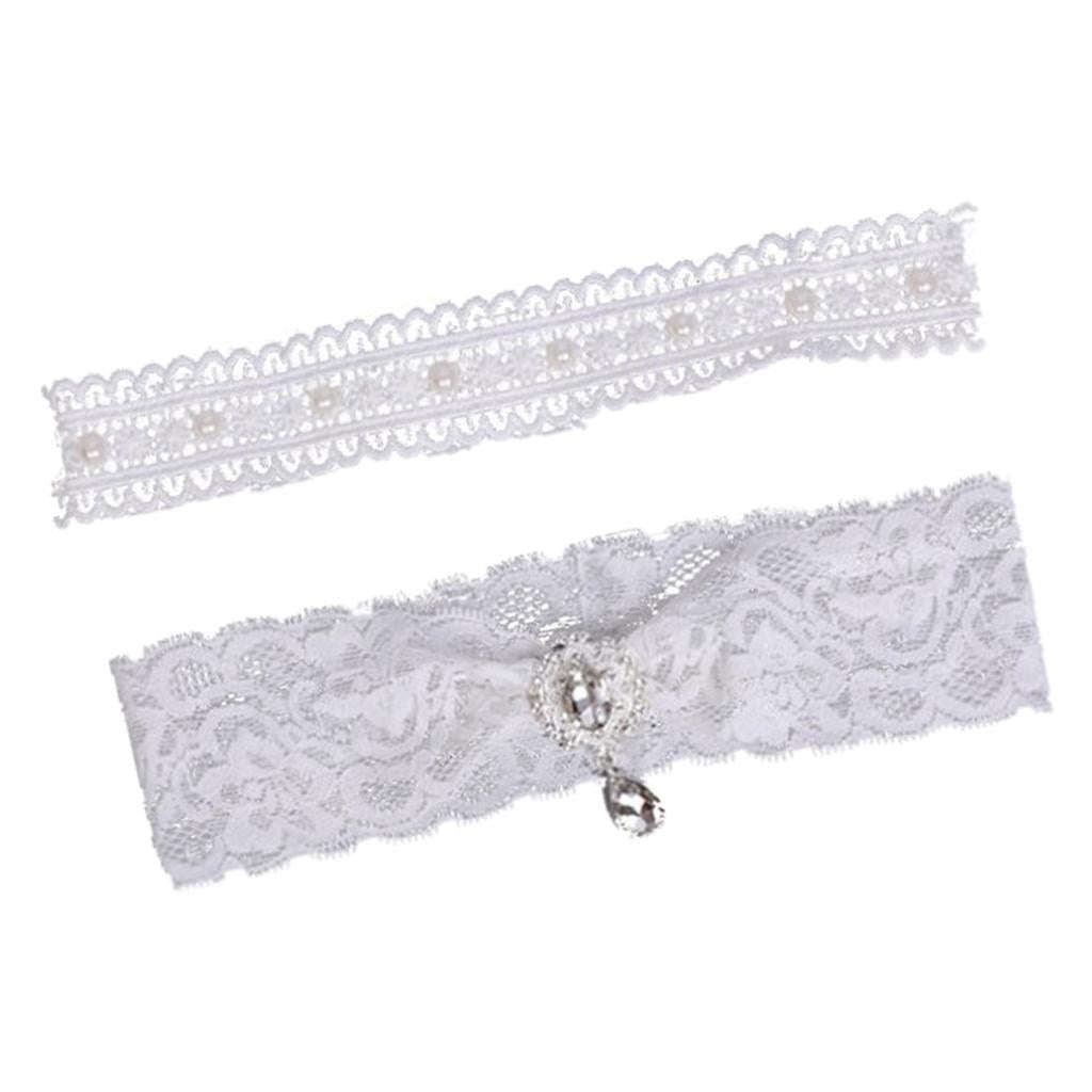 Maxbell Elastic Wedding Bridal Lace Leg Garter with Pendant for Brides Bridesmaid