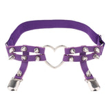 Max Womens Elastic Leg Garter Belt Purple