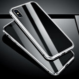 Maxbell 360 Full Magnetic Adsorption Metal Glass Front Case for iPhone X/XS silver