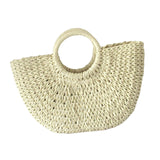 Maxbell Fashion Straw Handbag Tote Clutch Wallet Top Handle Women Woven Bag Travel Beige