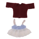 Max Lovely Lace Suspender Skirt & T-shirt Set for OB11 Doll Accessories Wine Red