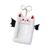 Maxbell Cartoon Plush Photo Card Holder Animal with Keychain for Birthday Gift White