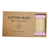 Maxbell 200pcs Cotton Buds Cotton Swabs Double Tip Nose Ears Cleaning Sticks Pink