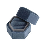 Maxbell Ring Box Holder Case Jewelry Packaging Gift Box Hexagonal for Proposal Gray blue