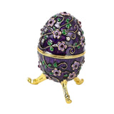Maxbell Sparkling Egg Trinket Box Earring Holder Case for Easter Anniversary Party Purple
