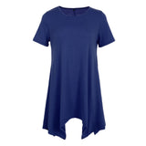 Maxbell Womens Short Sleeve Loose Swing Tops Basic T Shirt Mini Dress 2XL Royalblue