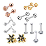 Max 1 Set Nose Lip Tongue Eyebrow Tragus Navel Belly Ring Piercings D