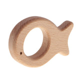 Maxbell Handmade Natural Wooden Animal Baby Teether Teething Toy Gift Fish