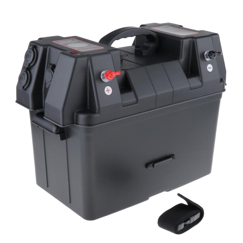 Maxbell Pack of 1 Portable Battery Box Carrier 12V Double USB Charger for Boat RV