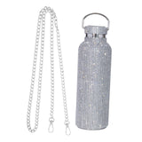 Maxbell Portable Diamond Vacuum Cup 750ml/25oz Bling Rhinestones Diamond Kettle Silver