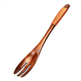 Max Wooden Serving Fork Cake Dessert Fruit Salad Ice Cream Fork Brown Kinking
