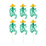 Maxbell 6xGlitter Cake Cakecup Topper for party Golden Hat+ Green Cactus Bearded Boy