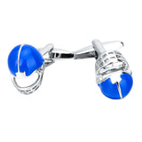 Maxbell Blue Brass Baseball Cap Helmet Cufflinks Mens Fashion Cuff Links Mens Suit