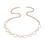 Maxbell Stylish Women Waist Chain Belt Rhinestone Party Heart Decorative Metal Chain Gold
