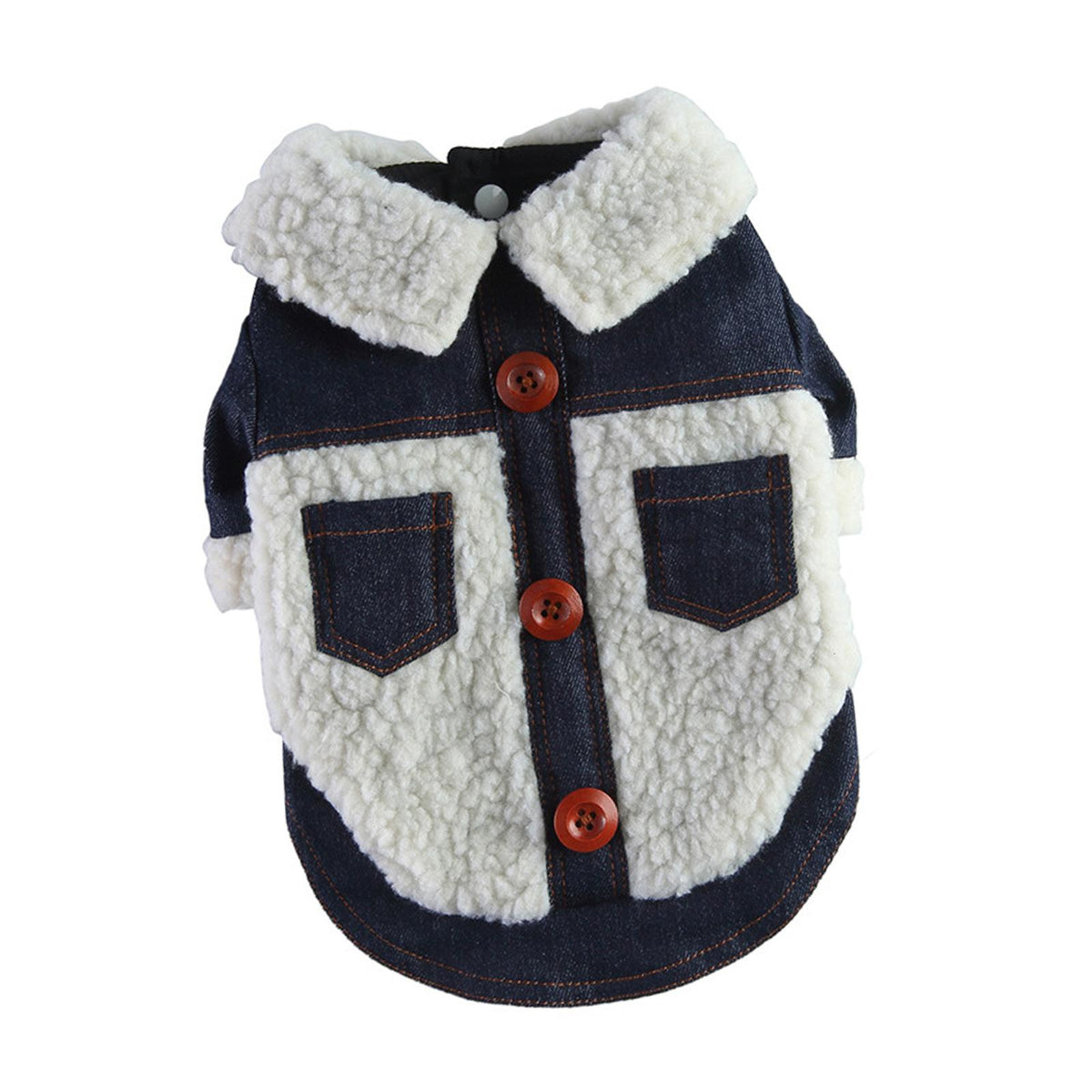 Maxbell Dog Fleece Denim Jacket Vest Winter Clothes Garments for Daily Wear Hiking
