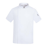 Maxbell Chef Coat Jacket with Pocket Short Sleeve Shirt Breathable Waiter Apparel M White