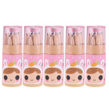 Max 5Pcs 12 Colored Pencil with Container Sharpener Child Writing Card Pink Tube