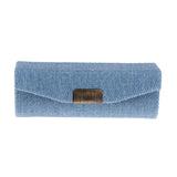 Maxbell Denim Lip Gloss Holder Lipstick Storage Case Container with Mirror for Purse Light Blue