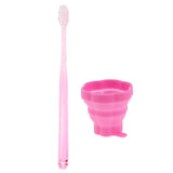 Maxbell Portable Silicone Expandable Collapsible Travel Cup With Toothbrush Rose Red