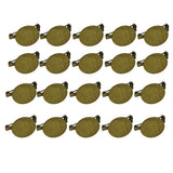 Maxbell 20 Pieces Round Brooch Base Blank Tray Safety Pins Bronze