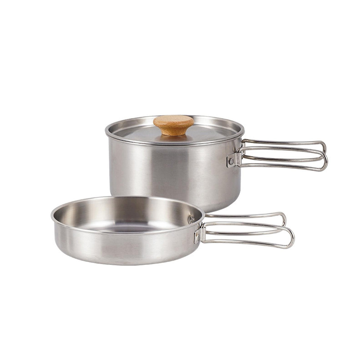 Maxbell Camping Picnic Pan Pot Stainless Steel Cookware Set Convenient to Use Sturdy