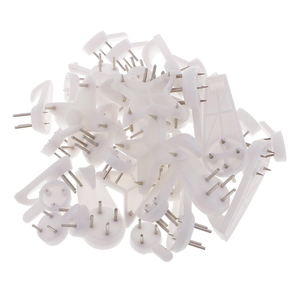 Maxbell 80Pcs Heavy Duty Plastic Hard Wall Hooks Photo Picture Frame Hanging 4 Sizes