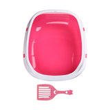 Maxbell Semi Closed Cat Litter Box Anti Splashing for Small Animals Kitty Litter Pan Pink