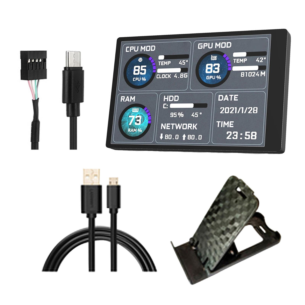 Maxbell Portable IPS LCD Monitor Display Dynamic Display Aida64 Durable for Laptop