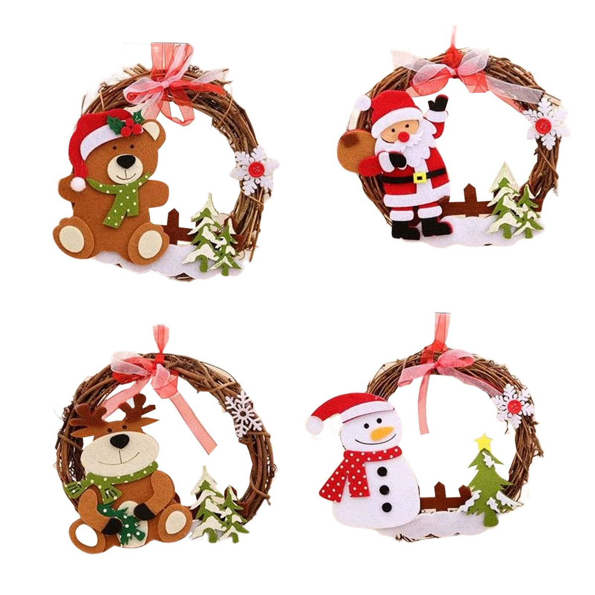 Maxbell 4x Christmas Wreaths Wall Hanging for Festival Indoor Outdoor Decoration