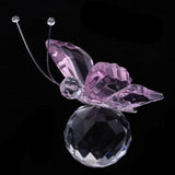 Max Crystal Flying Butterfly with Ball Base Figurine Cut Glass Ornament Pink