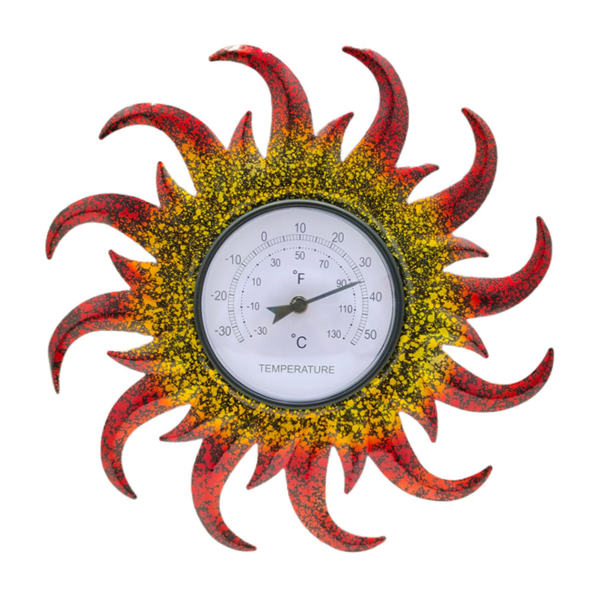 Maxbell Outdoor Thermometer Round Wall Mounted Thermometers Home Garden Decor Red