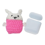 Maxbell Winter knit Cute cartoon Silicone Earphone Case For AirPods cover pink+white