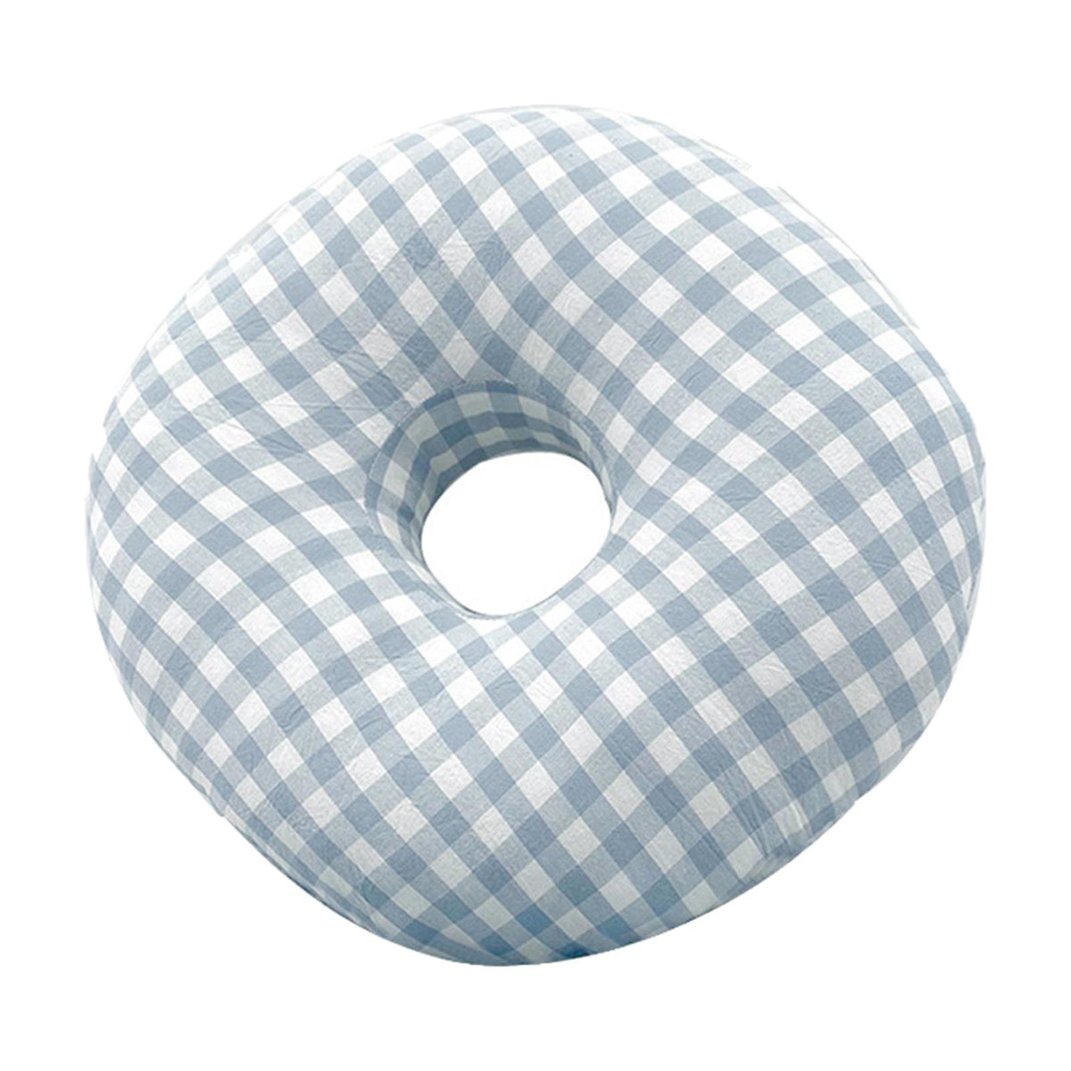 Maxbell O Shaped Ear Piercing Pillow with A Hole Soft for Side Sleepers Relaxation Blue Plaid