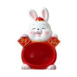 Maxbell Rabbit Statue Figurine Resin Decorative for Bookshelf Living Room Office Big Belly