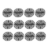 Maxbell 12Pcs Hollowed-out Flower Brooch Pin Lady Breastpin Retro Lapel Black