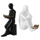 Maxbell Ceramic Human Statues Abstract Figurines Collectible Sculpture Black White