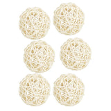 Maxbell 6Pcs 6cm Wicker Rattan Vine Ball DIY Ornaments Crafts  white