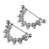 Maxbell 1 Pair Half Circle Skull Head Cluster Dangle Nipple Mamilo Ring Blue